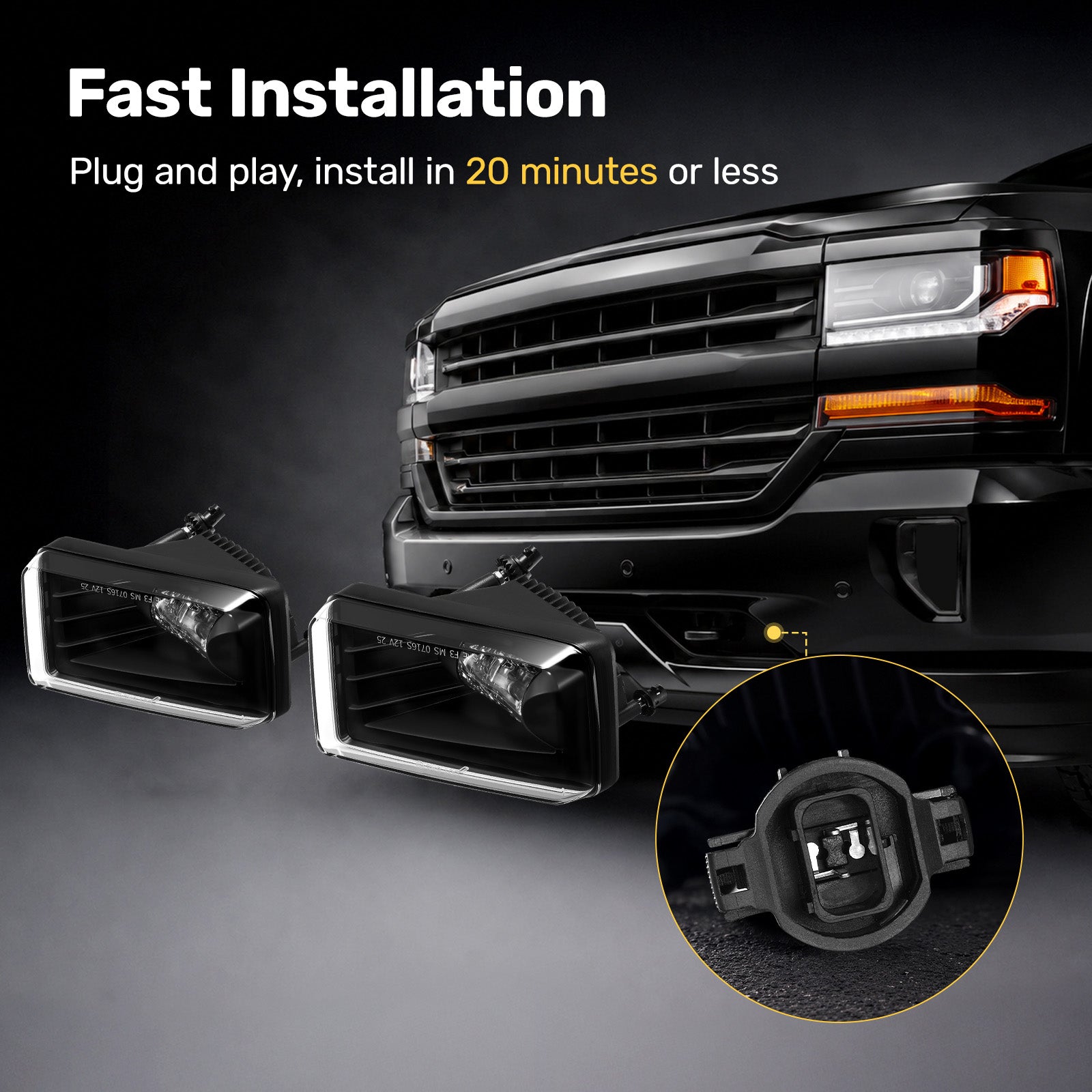 For 2007-2015 Chevy Avalanche Black LED Fog Lights Assembly Pair