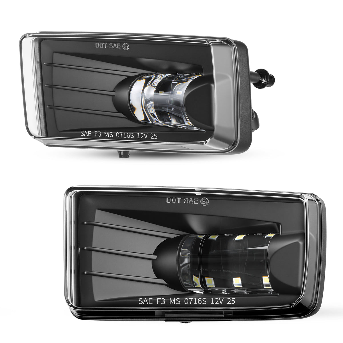 For 2007-2016 Chevy Silverado & 2015-2016 GMC Yukon Black LED Fog Lights Assembly Pair