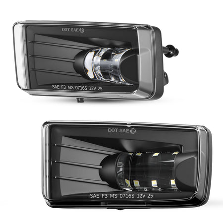 For 2007-2016 Chevy Silverado & 2015-2016 GMC Yukon Black LED Fog Lights Assembly Pair