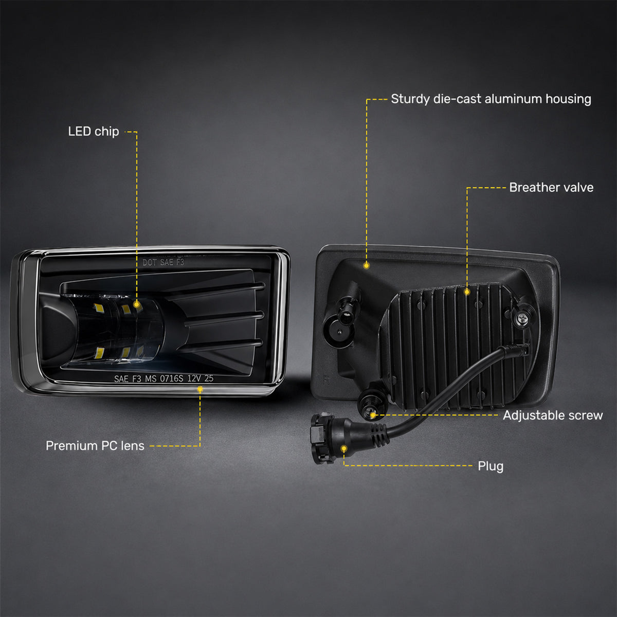 For 2007-2015 Chevy Avalanche Black LED Fog Lights Assembly Pair