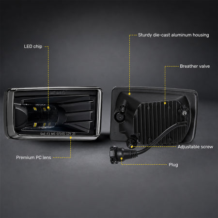 For 2007-2015 Chevy Avalanche Black LED Fog Lights Assembly Pair