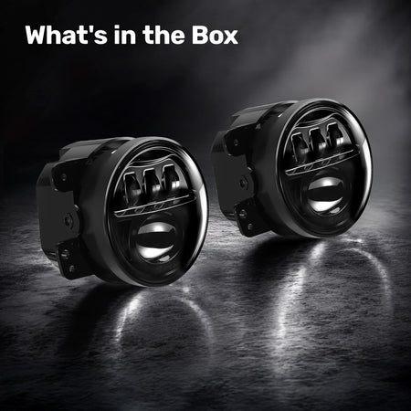 For 2007-2017 Jeep Wrangler JK Black LED Fog Lights Assembly Pair