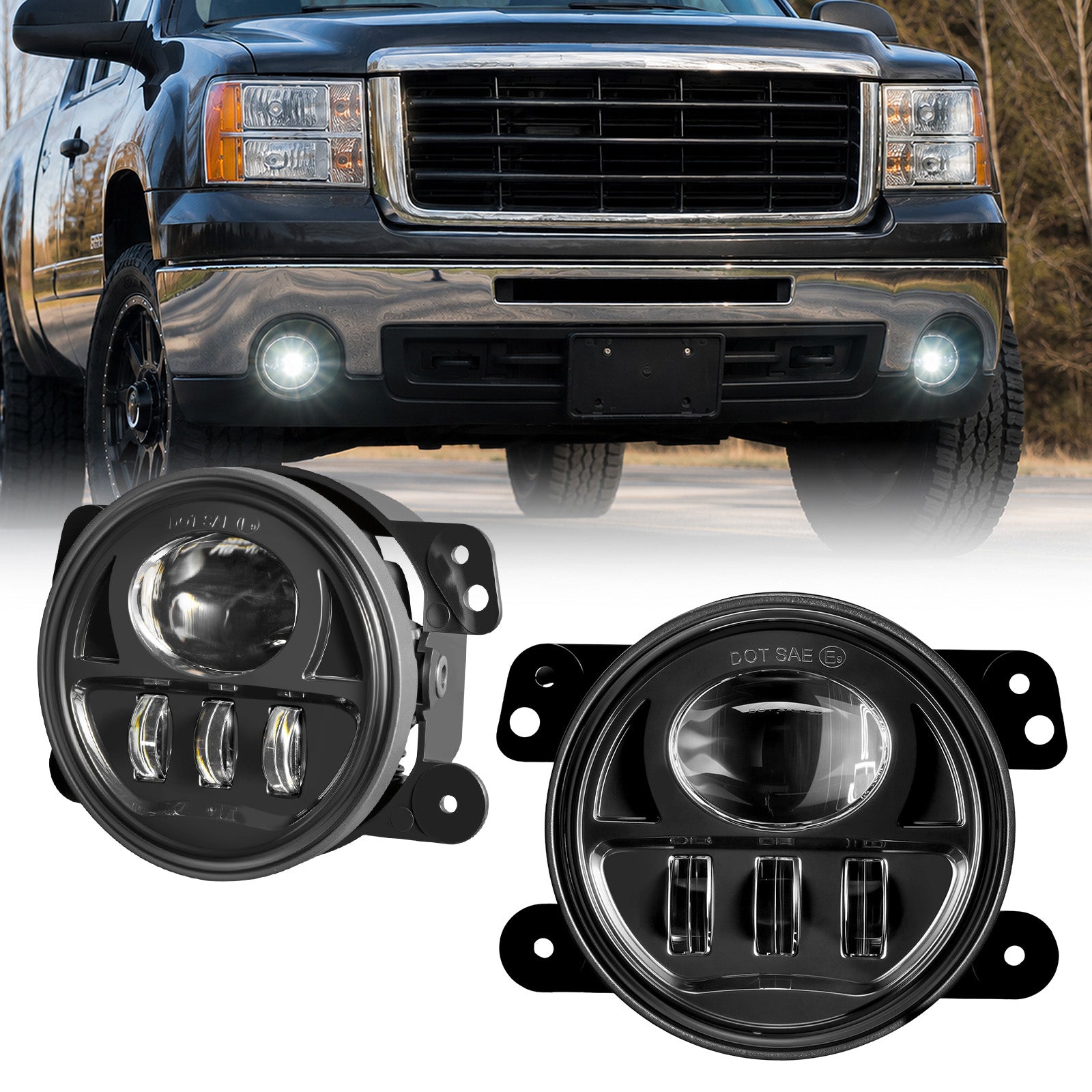 For 2007-2017 Jeep Wrangler JK Black LED Fog Lights Assembly Pair