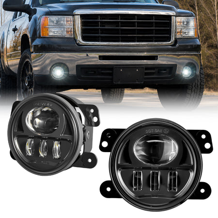 For 2007-2017 Jeep Wrangler JK Black LED Fog Lights Assembly Pair