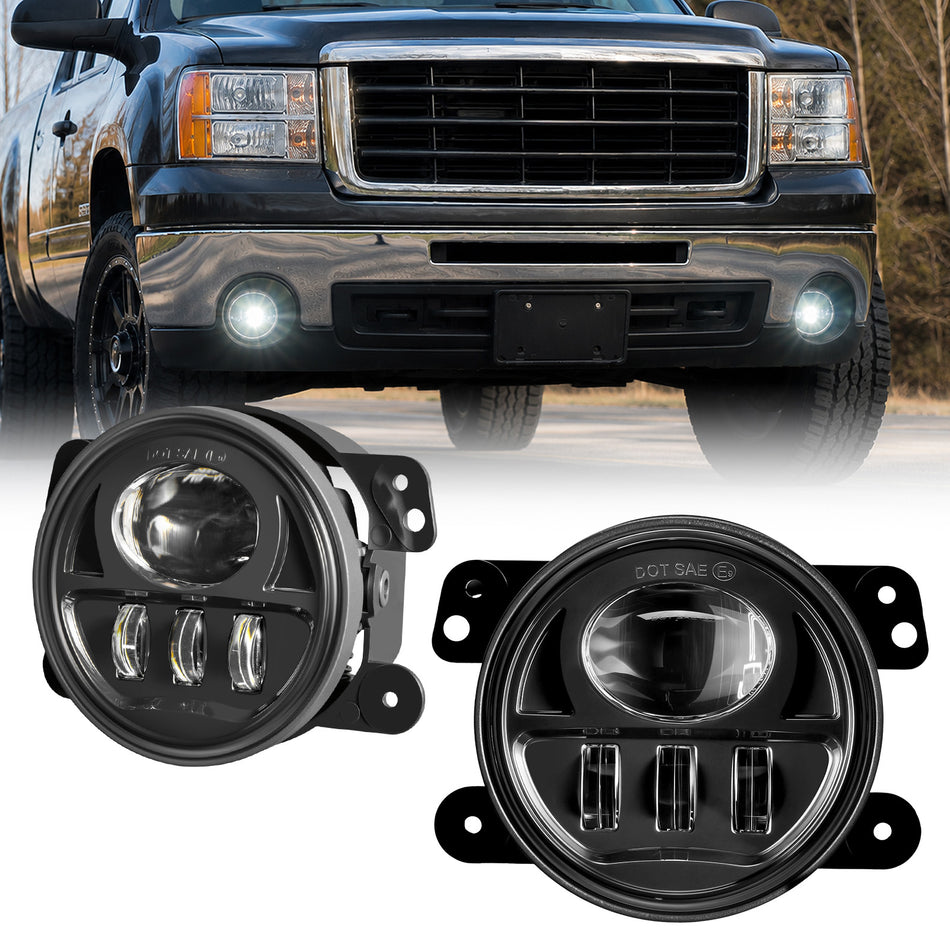For 2007-2017 Jeep Wrangler JK Black LED Fog Lights Assembly Pair