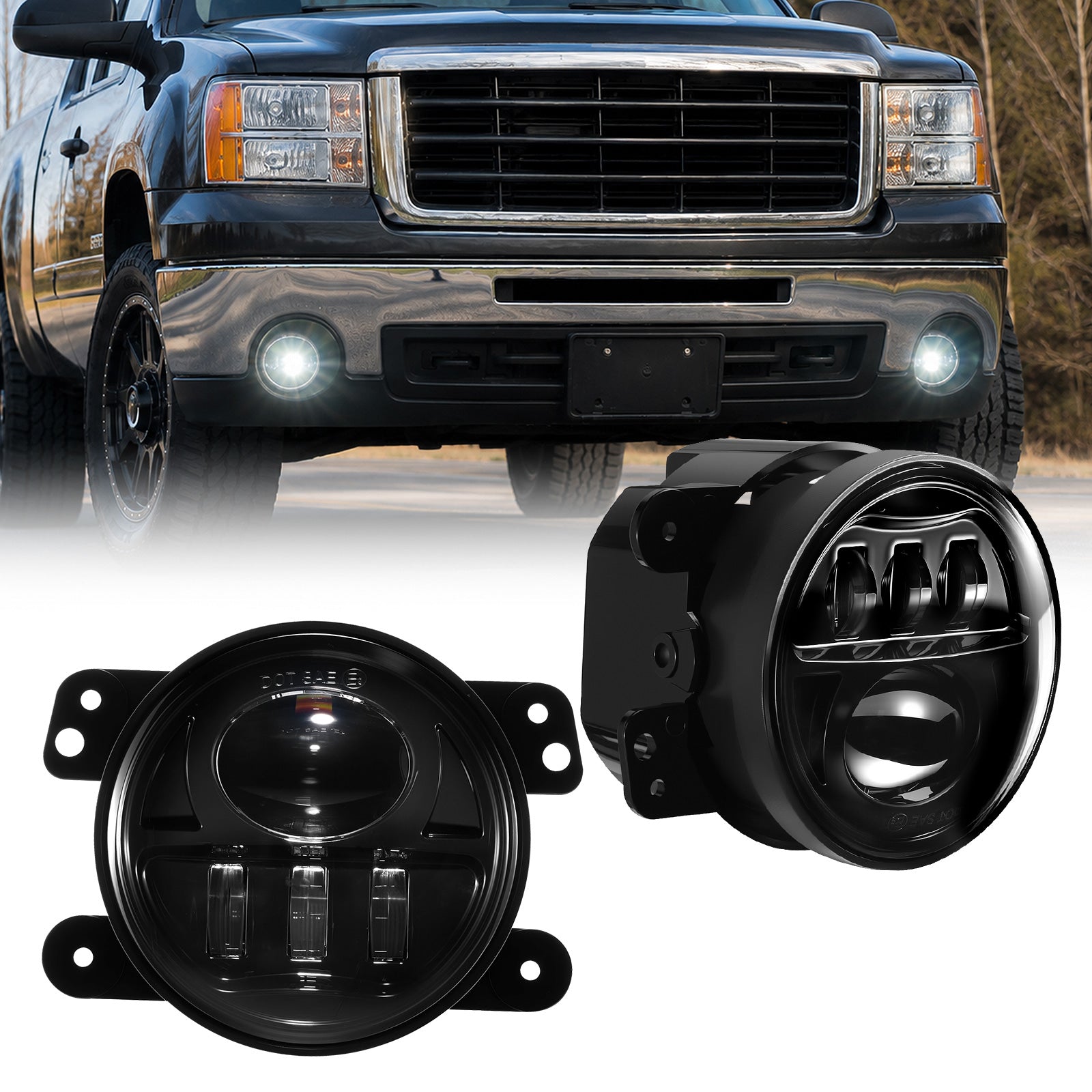 For 2007-2017 Jeep Wrangler JK Black LED Fog Lights Assembly Pair