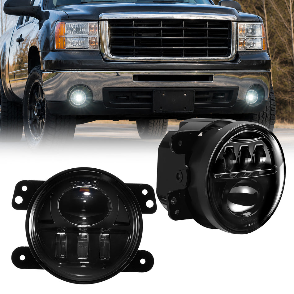 For 2007-2017 Jeep Wrangler JK Black LED Fog Lights Assembly Pair