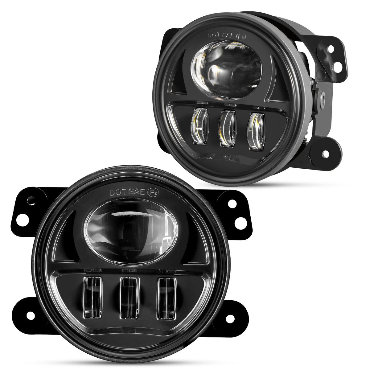 For 2007-2017 Jeep Wrangler JK Black LED Fog Lights Assembly Pair