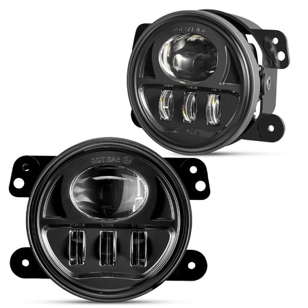 For 2007-2017 Jeep Wrangler JK Black LED Fog Lights Assembly Pair