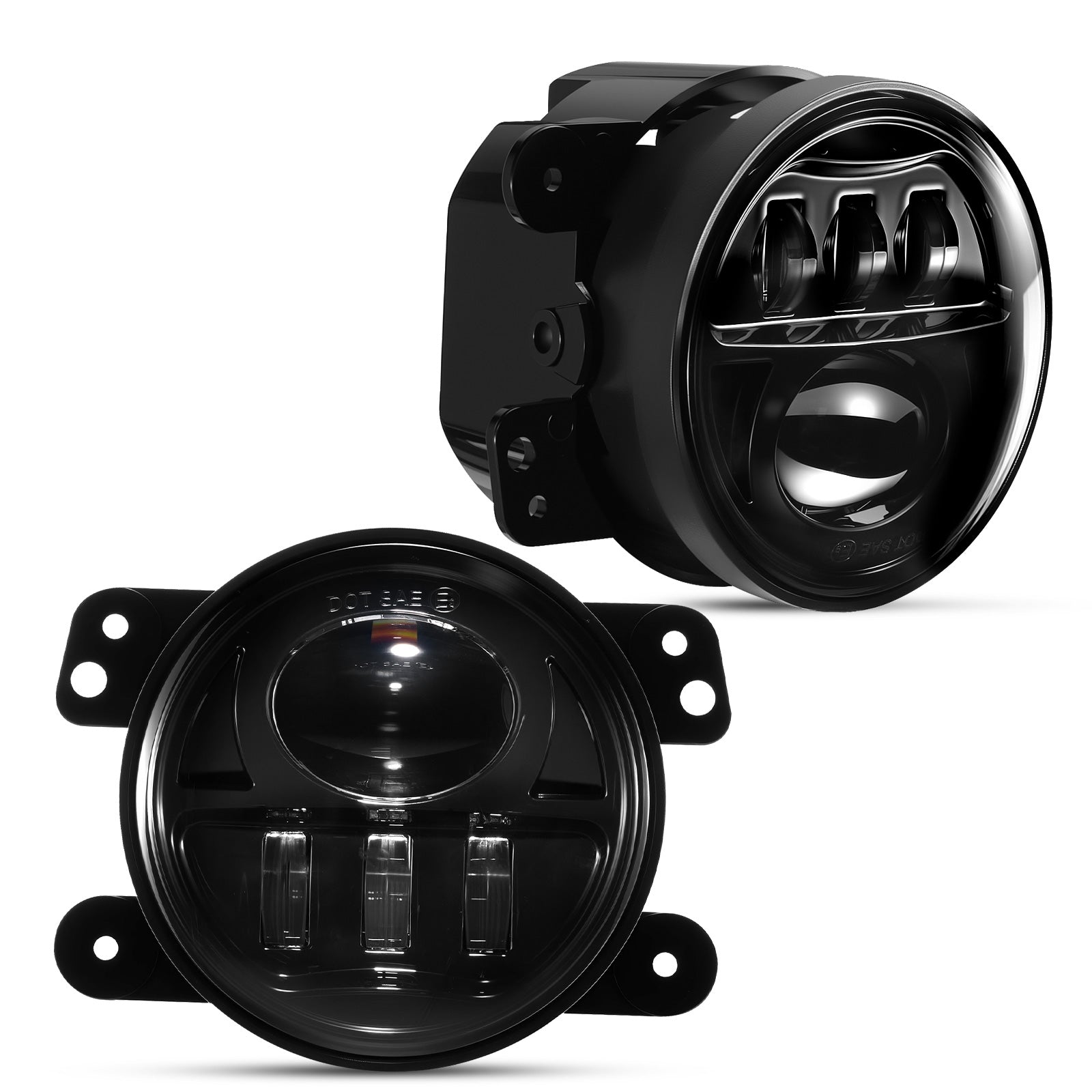 For 2007-2017 Jeep Wrangler JK Black LED Fog Lights Assembly Pair