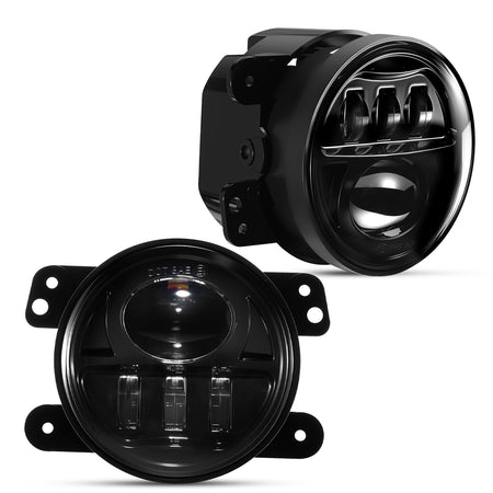 For 2007-2017 Jeep Wrangler JK Black LED Fog Lights Assembly Pair