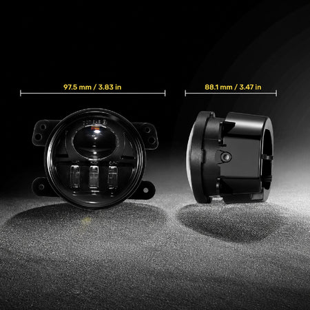 For 2007-2017 Jeep Wrangler JK Black LED Fog Lights Assembly Pair