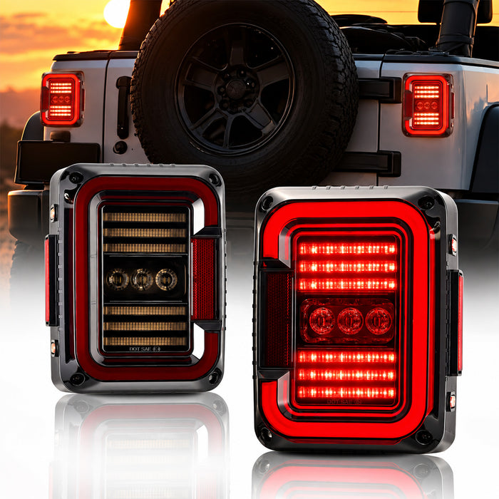 For 2007-2018 Jeep Wrangler LED Tail Light Assembly Pair