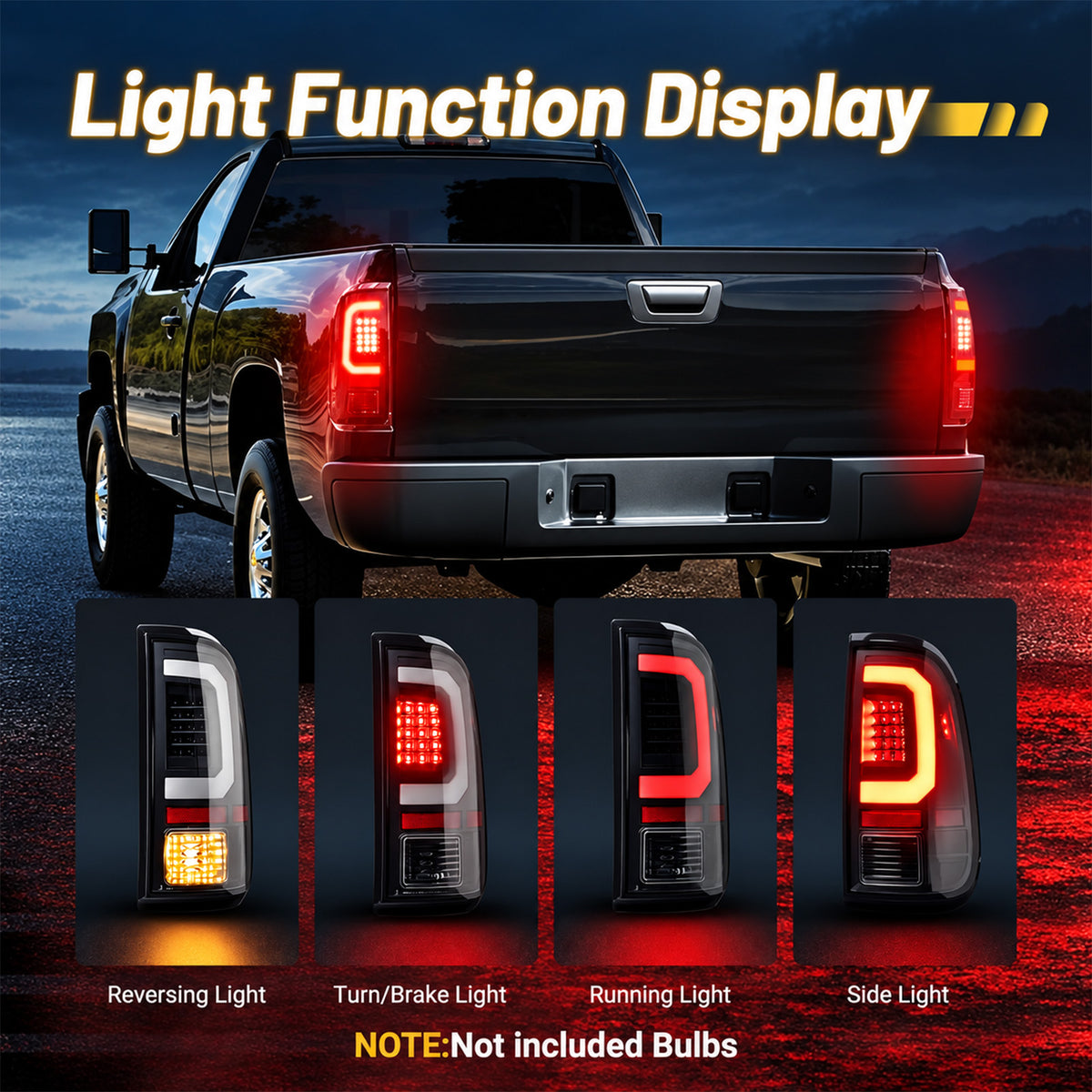 For 2008-2016 Ford Super Duty Black LED Tail Light Assembly Pair
