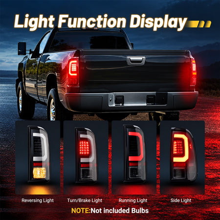 For 2008-2016 Ford Super Duty Black LED Tail Light Assembly Pair