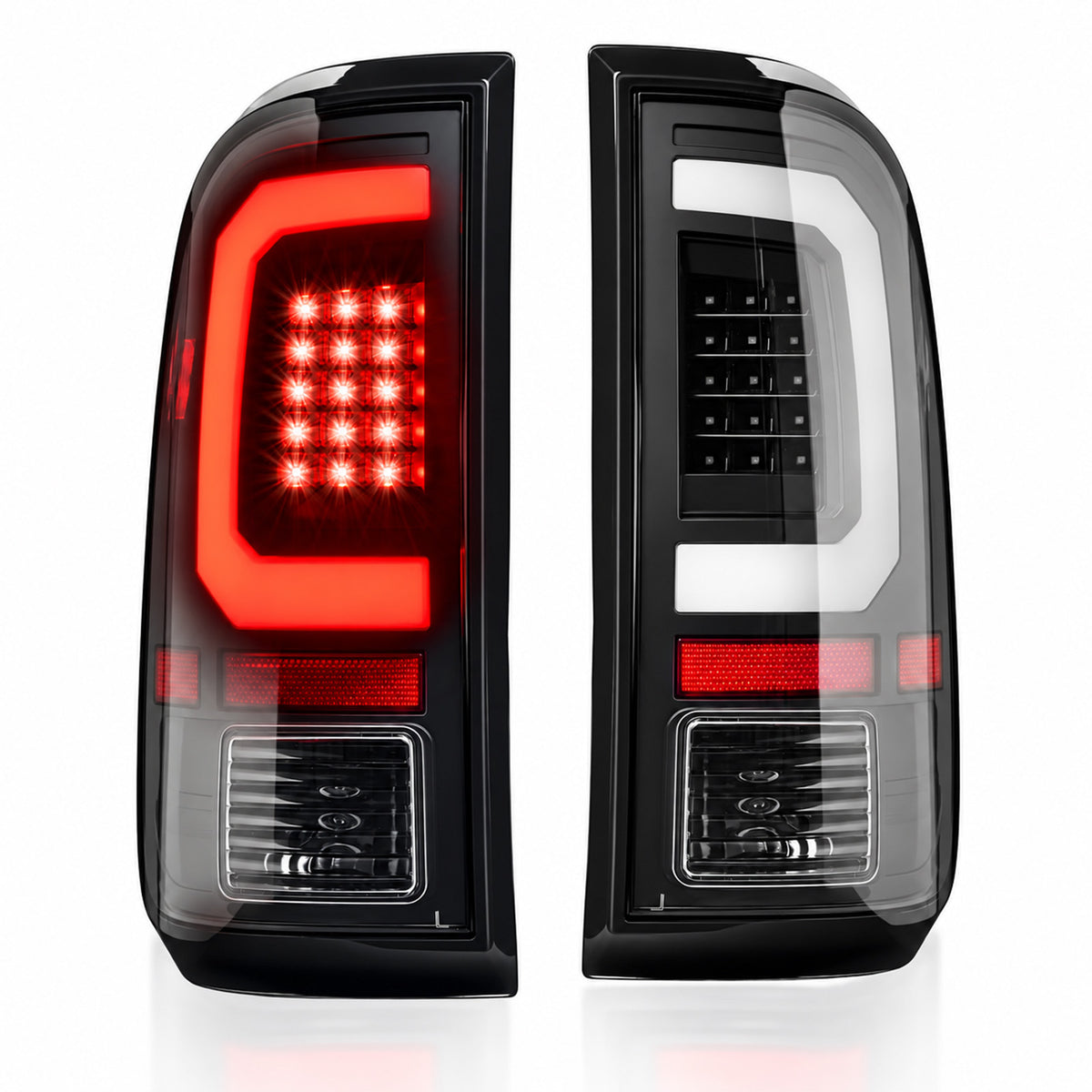 For 2008-2016 Ford Super Duty Black LED Tail Light Assembly Pair