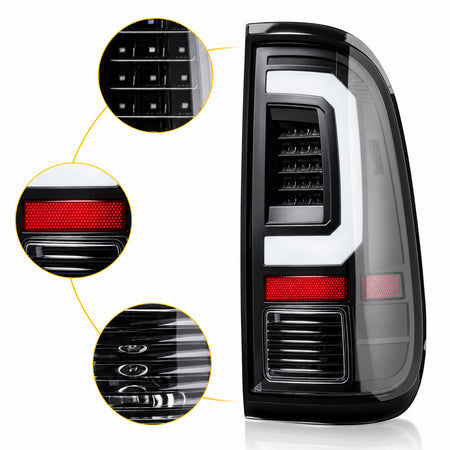 For 2008-2016 Ford Super Duty Black LED Tail Light Assembly Pair