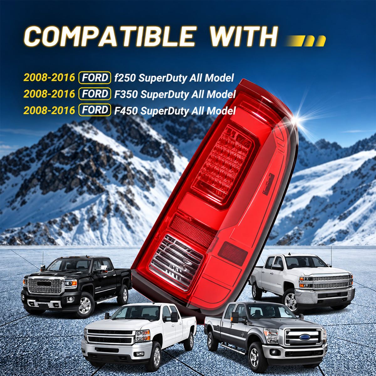 For 2008-2016 Ford Super Duty LED Tail Light Assembly Pair