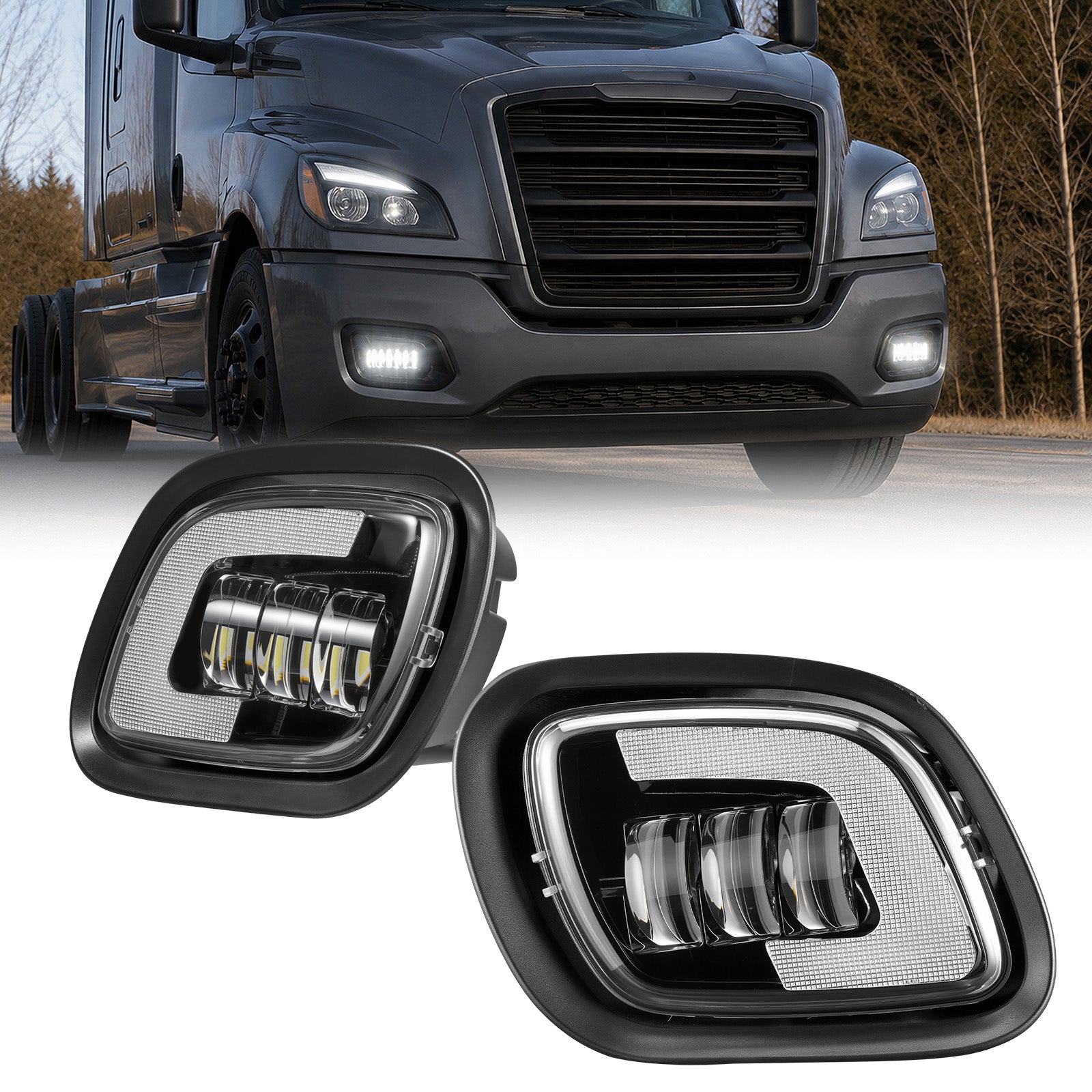 For 2008-2017 Freightliner Cascadia LED Fog Lights Assembly Pair