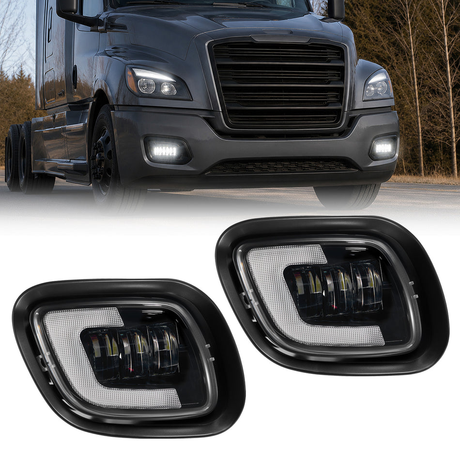 For 2008-2017 Freightliner Cascadia Truck LED Fog Lights Assembly Pair