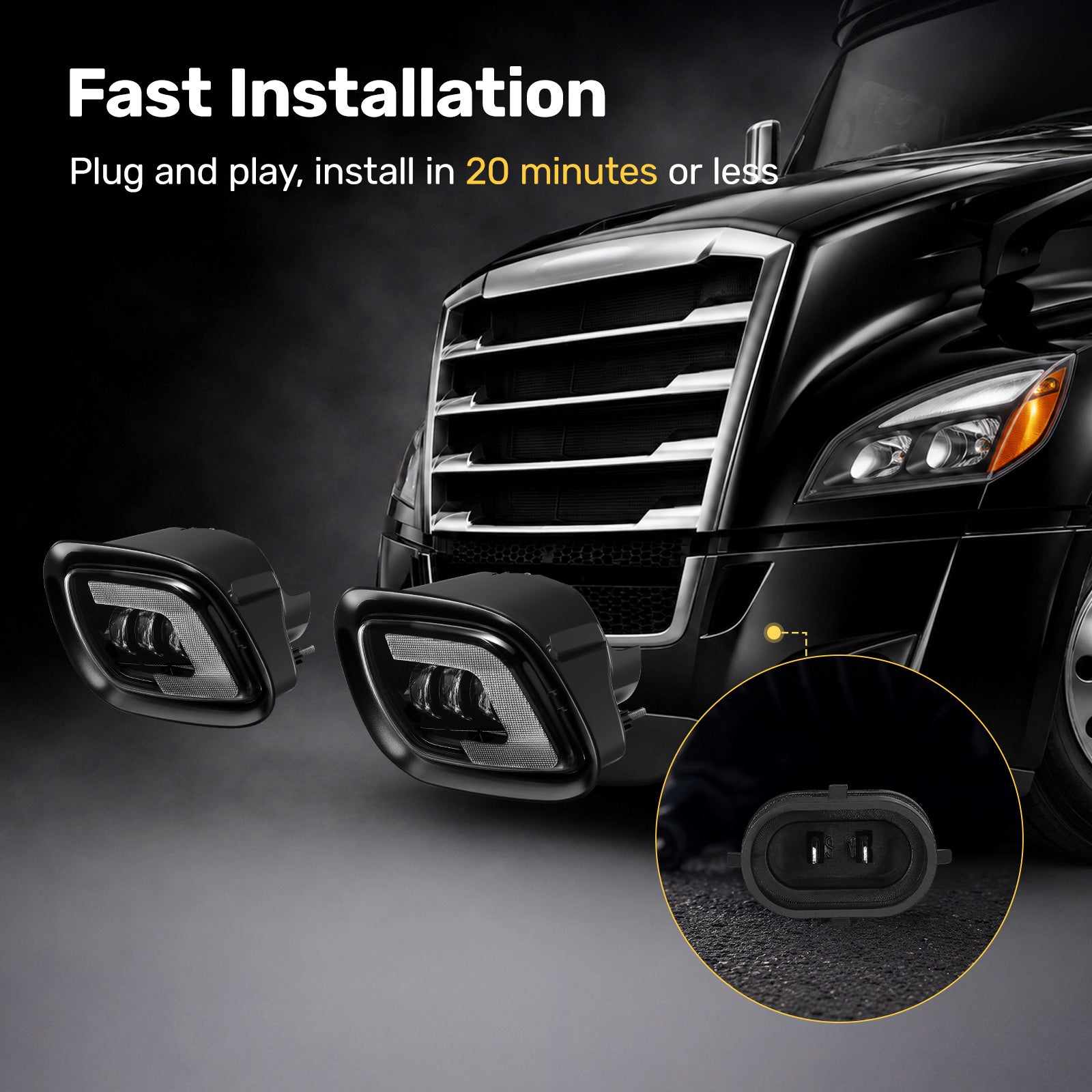 For 2008-2017 Freightliner Cascadia Truck LED Fog Lights Assembly Pair