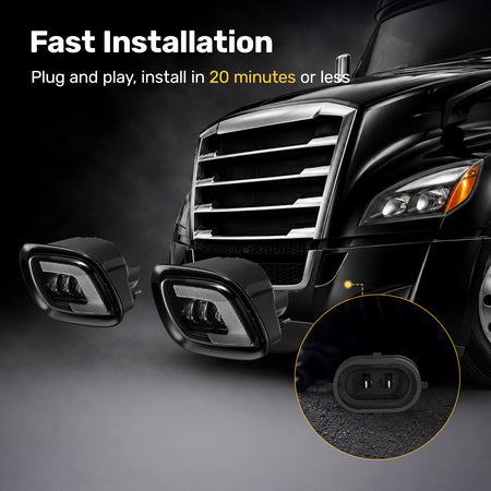 For 2008-2017 Freightliner Cascadia Truck LED Fog Lights Assembly Pair