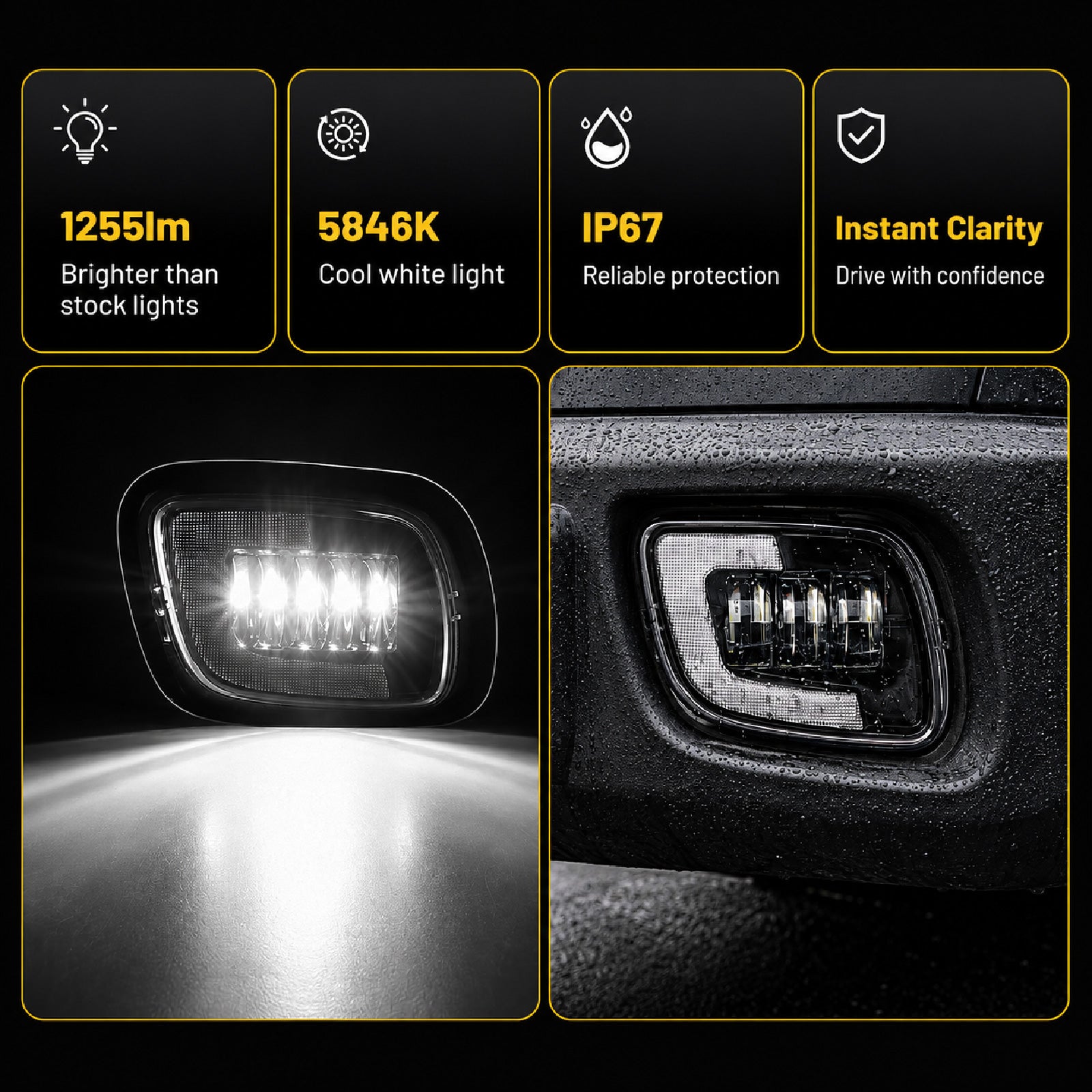 For 2008-2017 Freightliner Cascadia Truck LED Fog Lights Assembly Pair