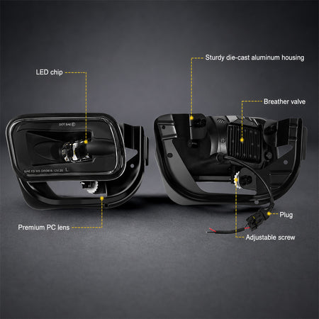 For 2009-2012 Dodge Ram 1500 Black LED Fog Lights Assembly Pair