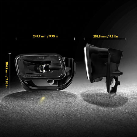 For 2009-2012 Dodge Ram 1500 Black LED Fog Lights Assembly Pair