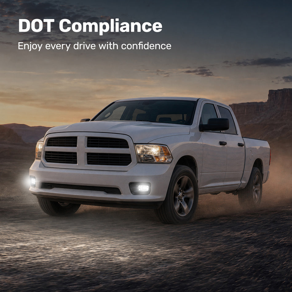 For 2009-2012 Dodge Ram 1500 Black LED Fog Lights Assembly Pair