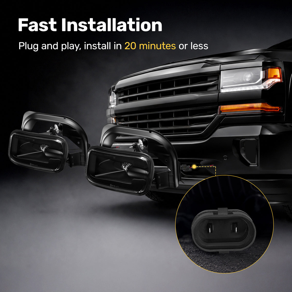 For 2009-2012 Dodge Ram 1500 Black LED Fog Lights Assembly Pair