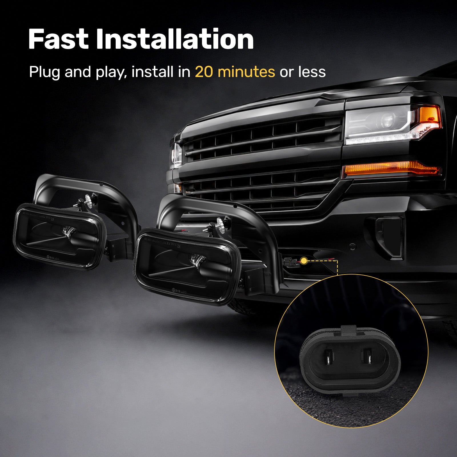 For 2009-2012 Dodge Ram 1500 Black LED Fog Lights Assembly Pair
