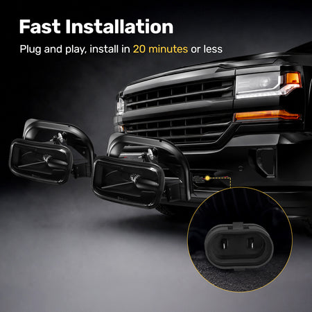 For 2009-2012 Dodge Ram 1500 Black LED Fog Lights Assembly Pair