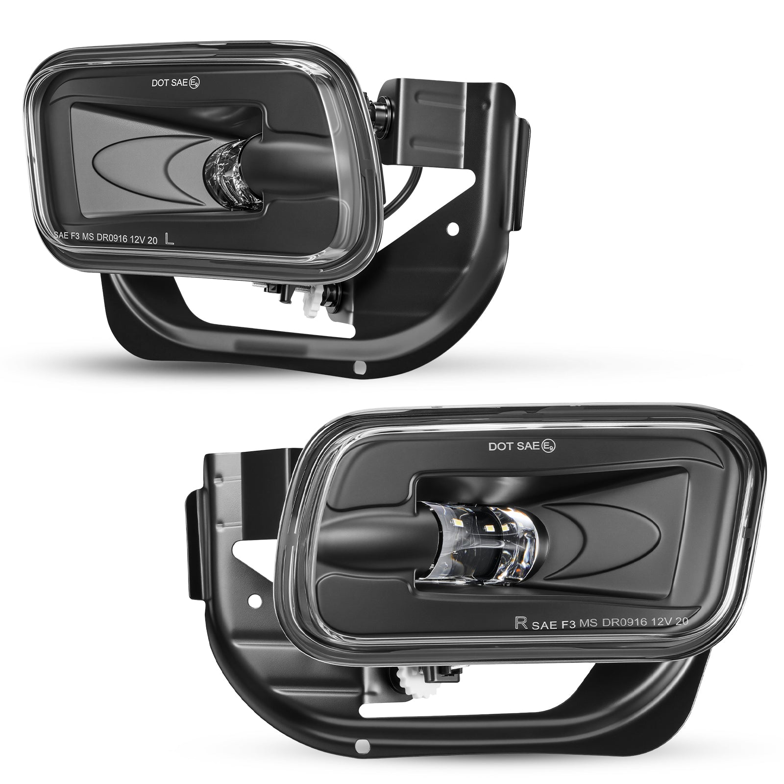 For 2009-2017 Dodge Ram Black LED Fog Lights Assembly Pair