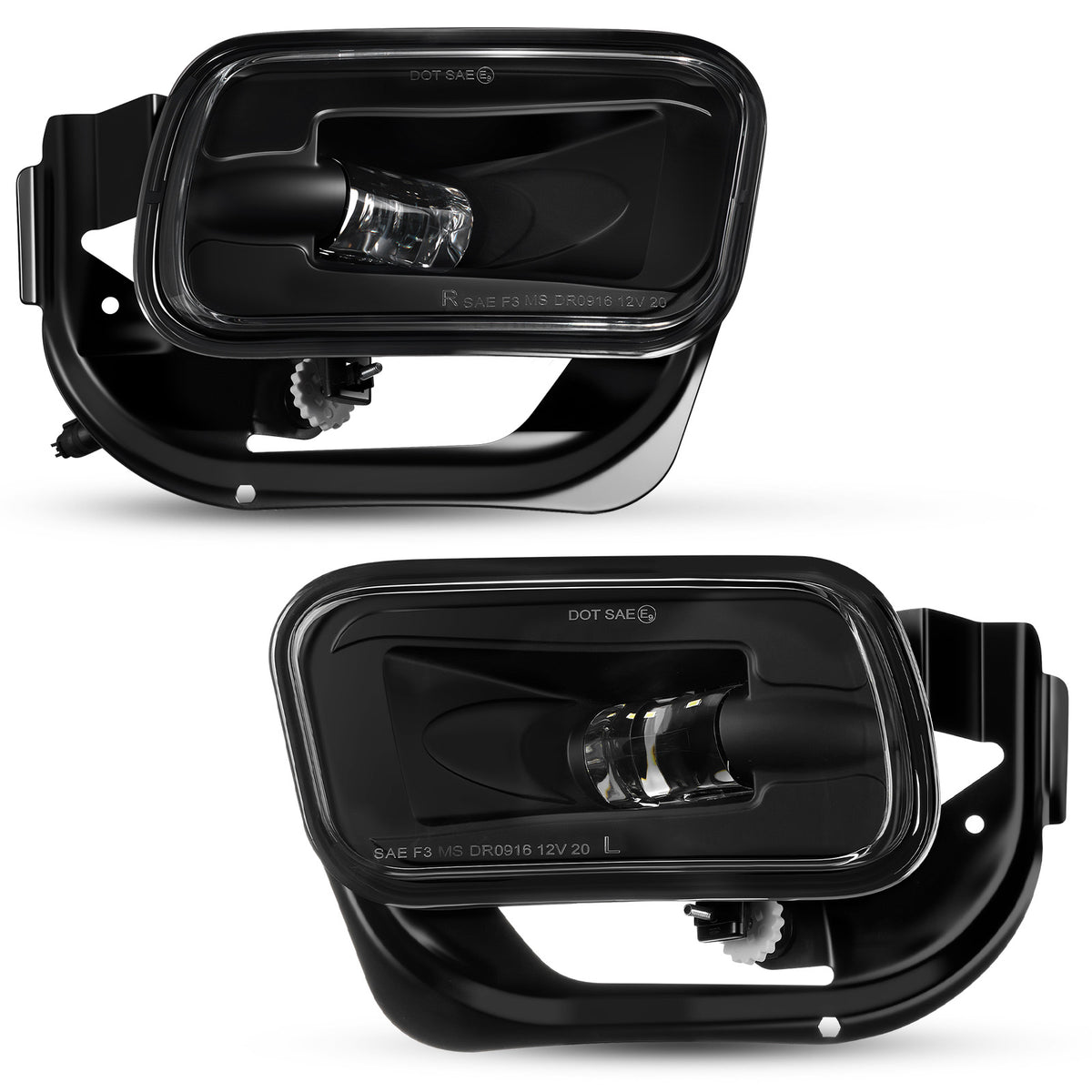 For 2009-2012 Dodge Ram 1500 Black LED Fog Lights Assembly Pair