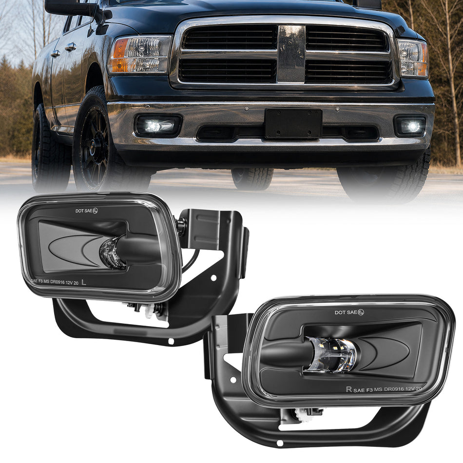 For 2009-2017 Dodge Ram Black LED Fog Lights Assembly Pair