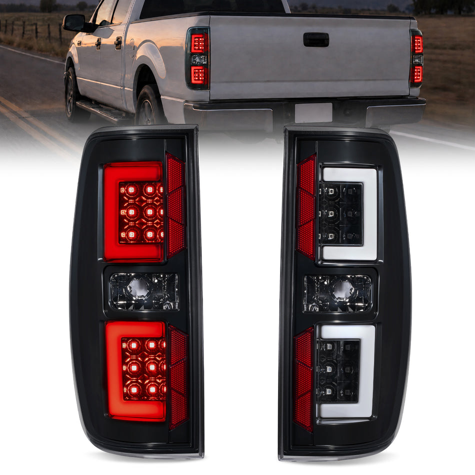 For 2009-2014 Ford F150 Clear Housing LED Tail Light Assembly Pair