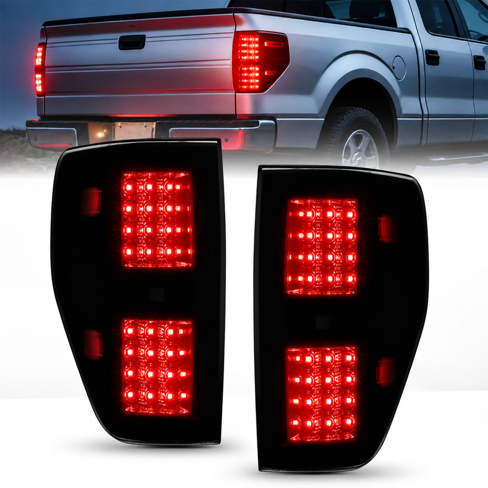 For 2009-2014 Ford F150 Smoked LED Tail Light Assembly Pair