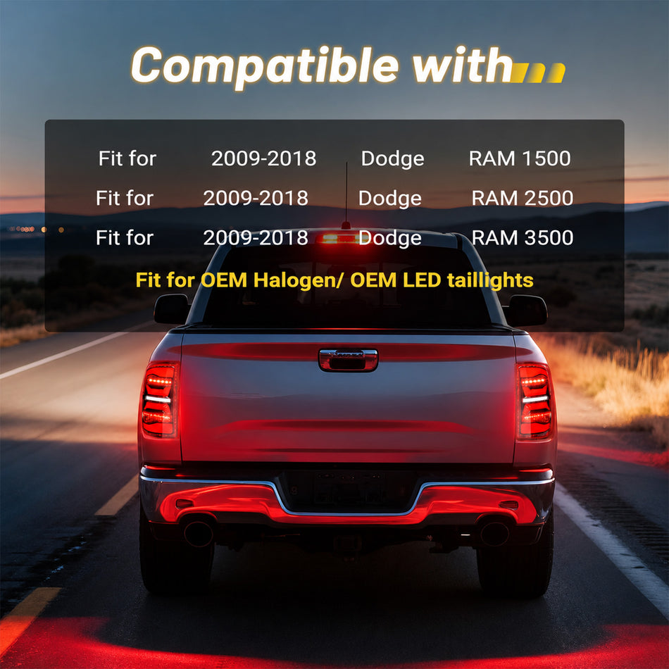 For 2009-2018 Dodge Ram 1500/2500/3500 LED Tail Lights Assembly Pair