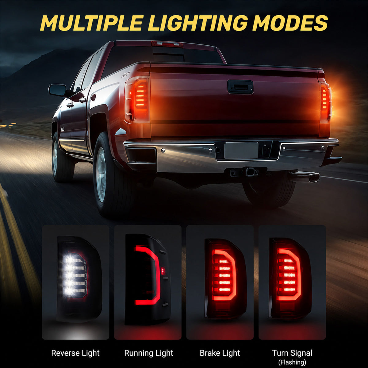 For 2014-2019 Chevy Silverado 1500/2500/3500HD LED Tail Light Assembly Pair