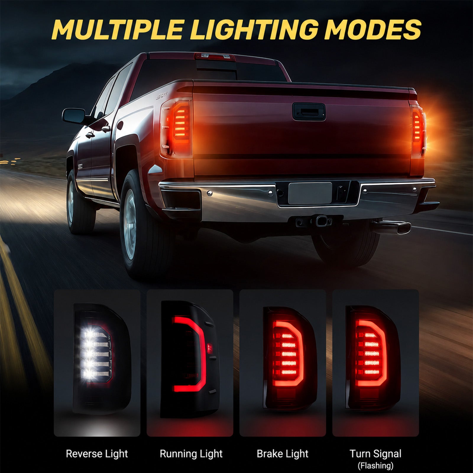 For 2014-2019 Chevy Silverado 1500/2500/3500HD LED Tail Light Assembly Pair
