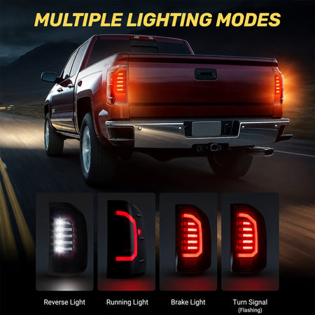 For 2014-2019 Chevy Silverado 1500/2500/3500HD LED Tail Light Assembly Pair