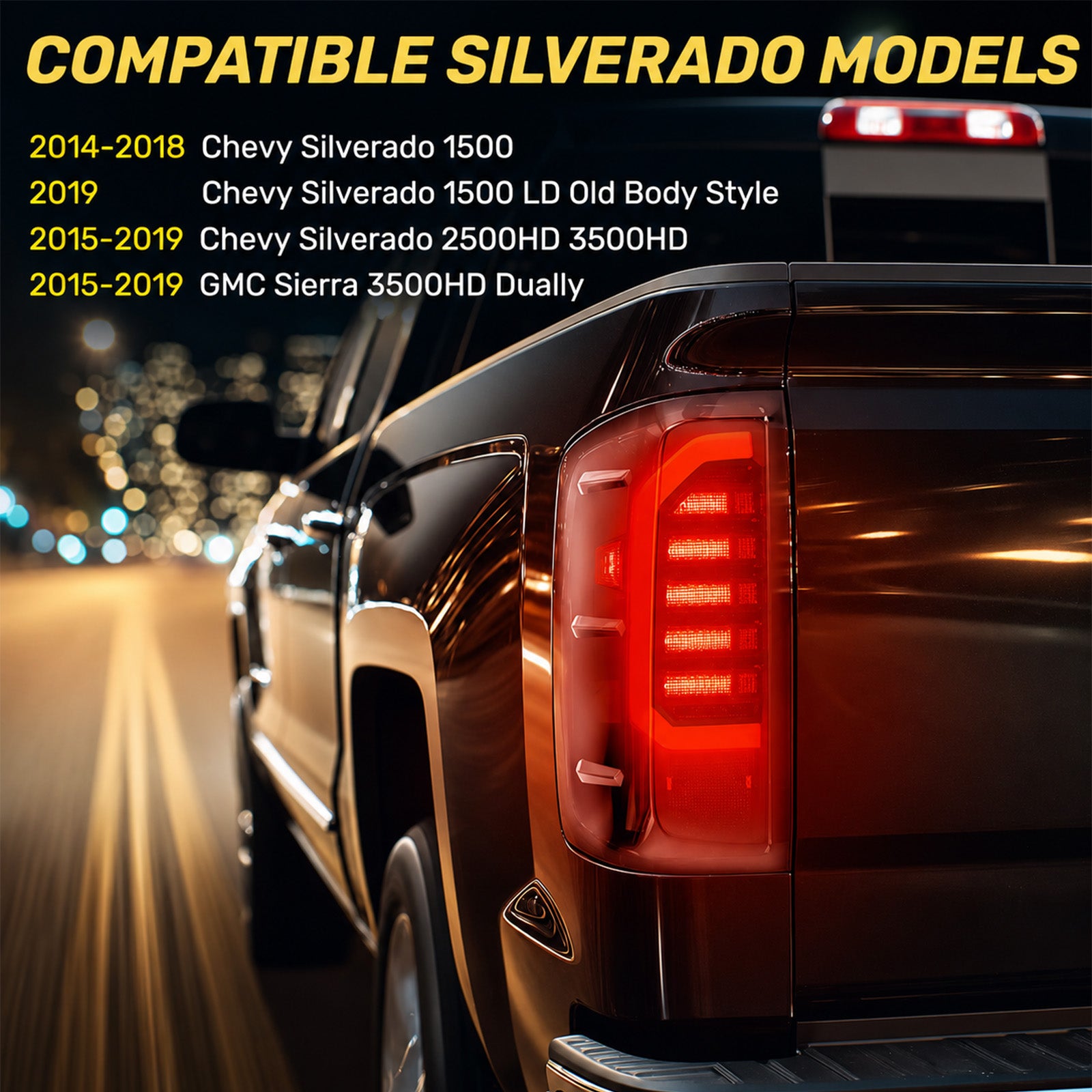 For 2014-2019 Chevy Silverado 1500/2500/3500HD LED Tail Light Assembly Pair