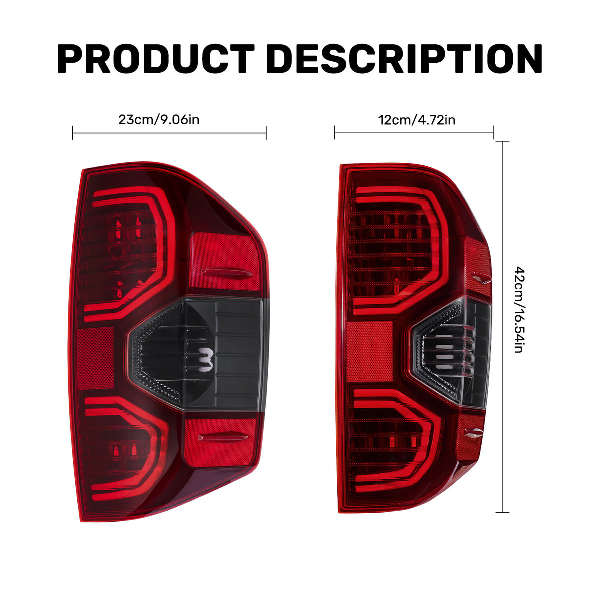 For 2014-2022 Toyota Tundra Red LED Tail Light Assembly Pair