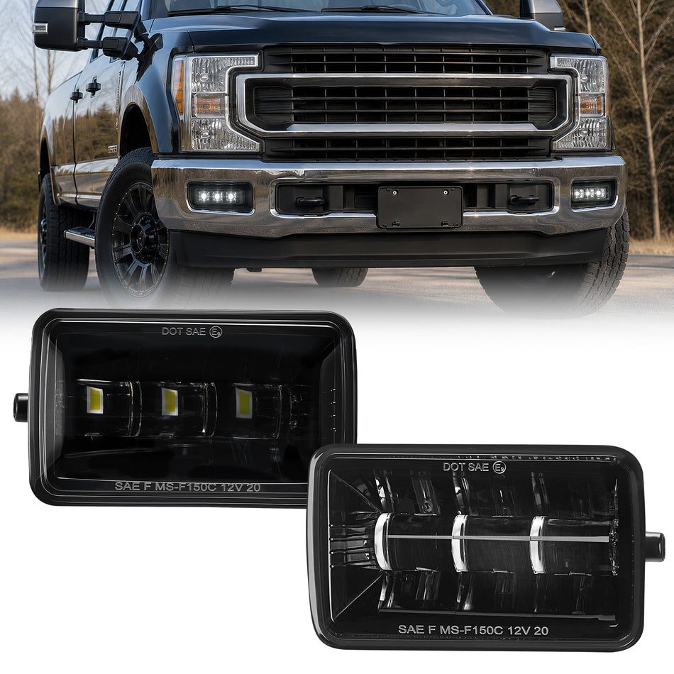 For 2015-2019 Ford F-150 Black LED Fog Lights Assembly Pair