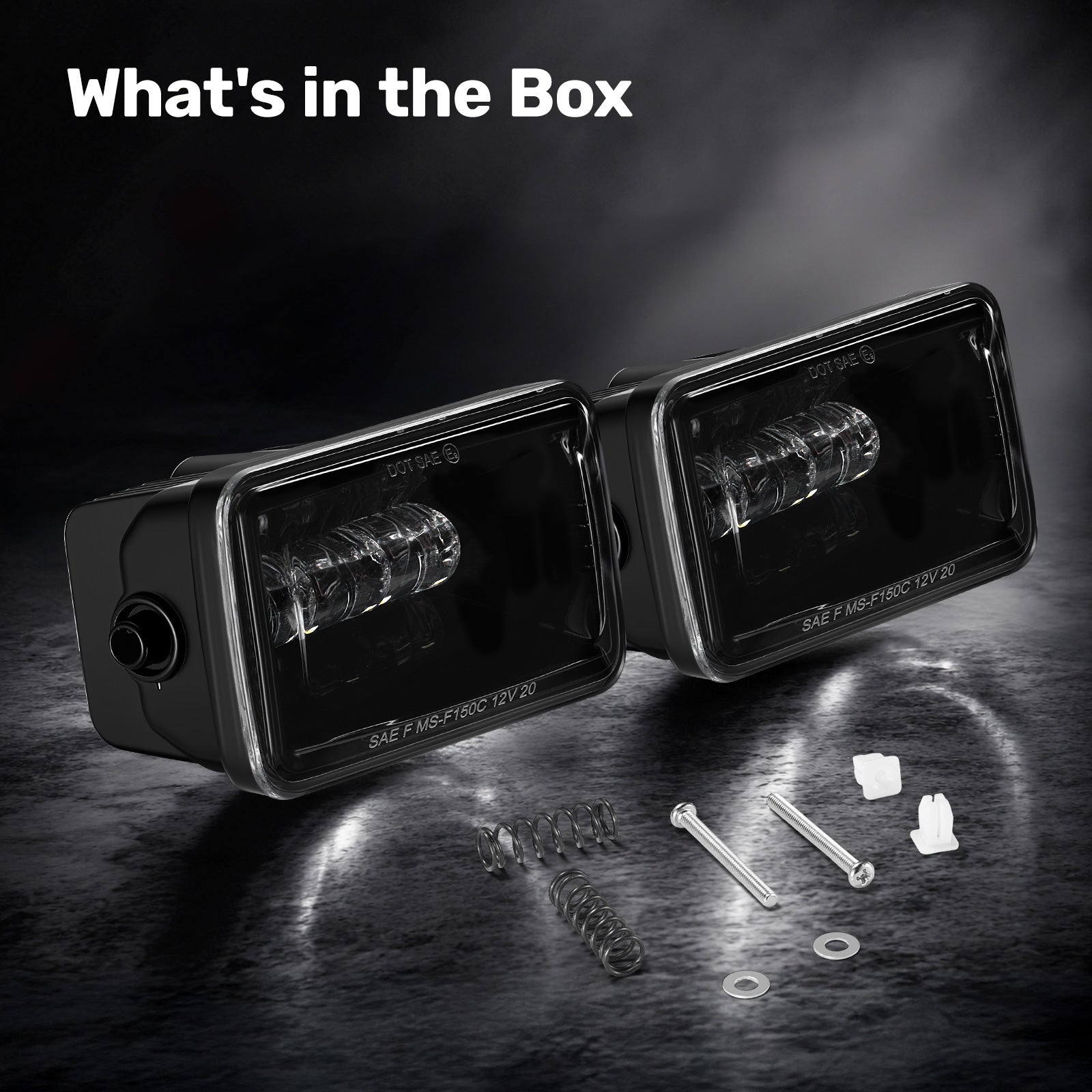 For 2015-2019 Ford F-150 Black LED Fog Lights Assembly Pair