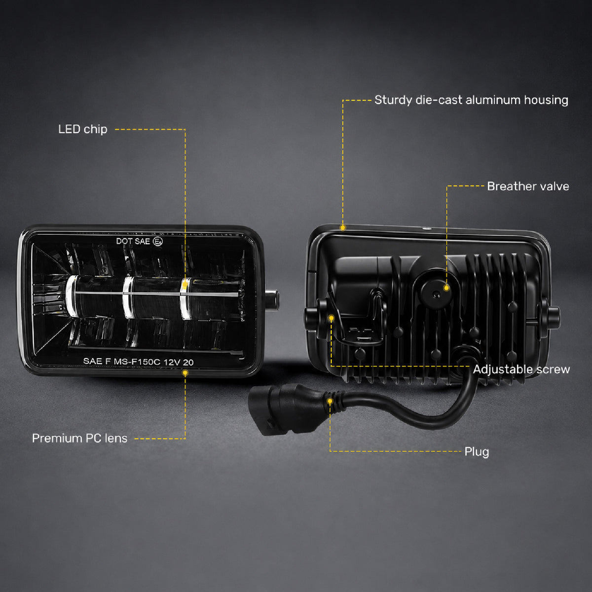 For 2015-2019 Ford F-150 Black LED Fog Lights Assembly Pair