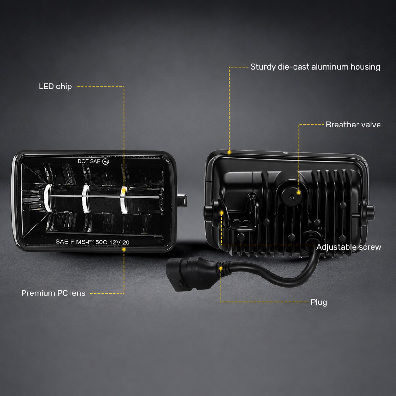 For 2015-2019 Ford F-150 Black LED Fog Lights Assembly Pair