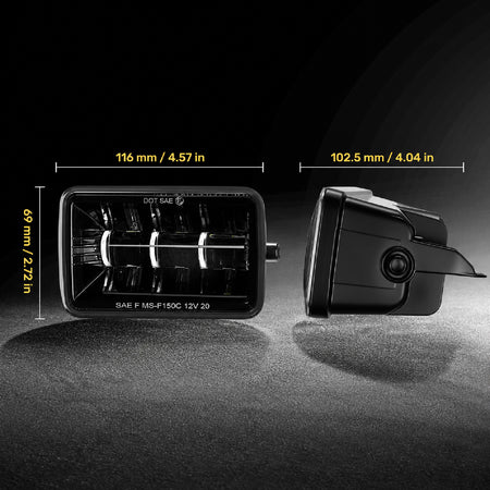 For 2015-2019 Ford F-150 Black LED Fog Lights Assembly Pair
