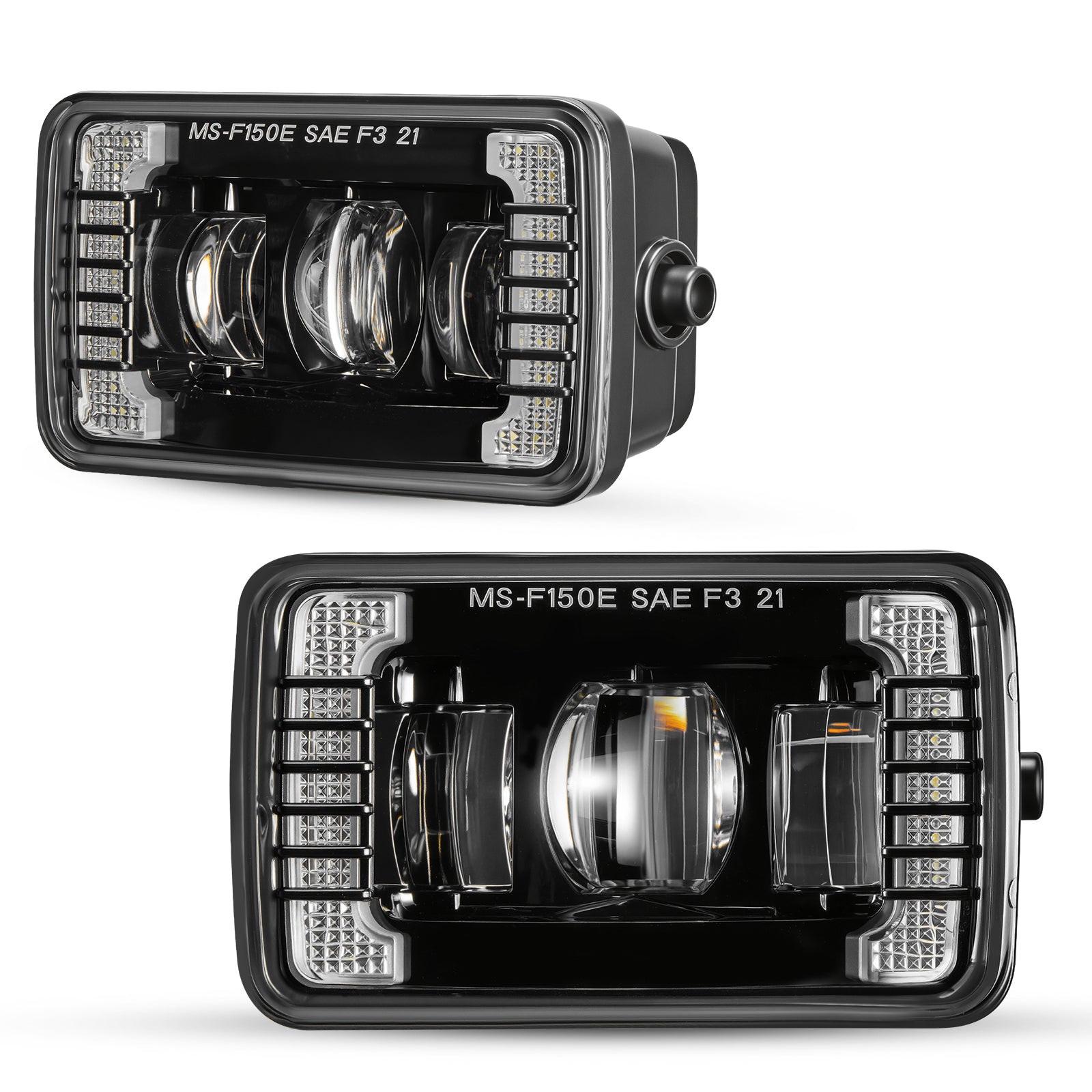 For 2015-2019 Ford F150 DRL Black LED Fog Lights Assembly Pair